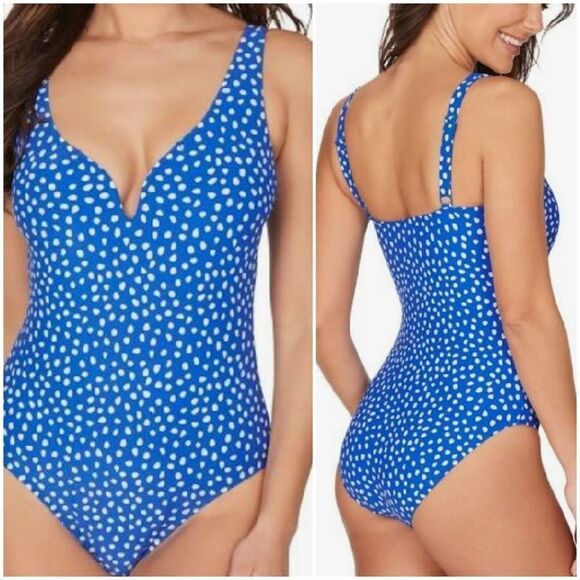 Nip Tuck Swim Sz 10 One Piece V Neck Wire Swimsuit - Picture 1 of 7
